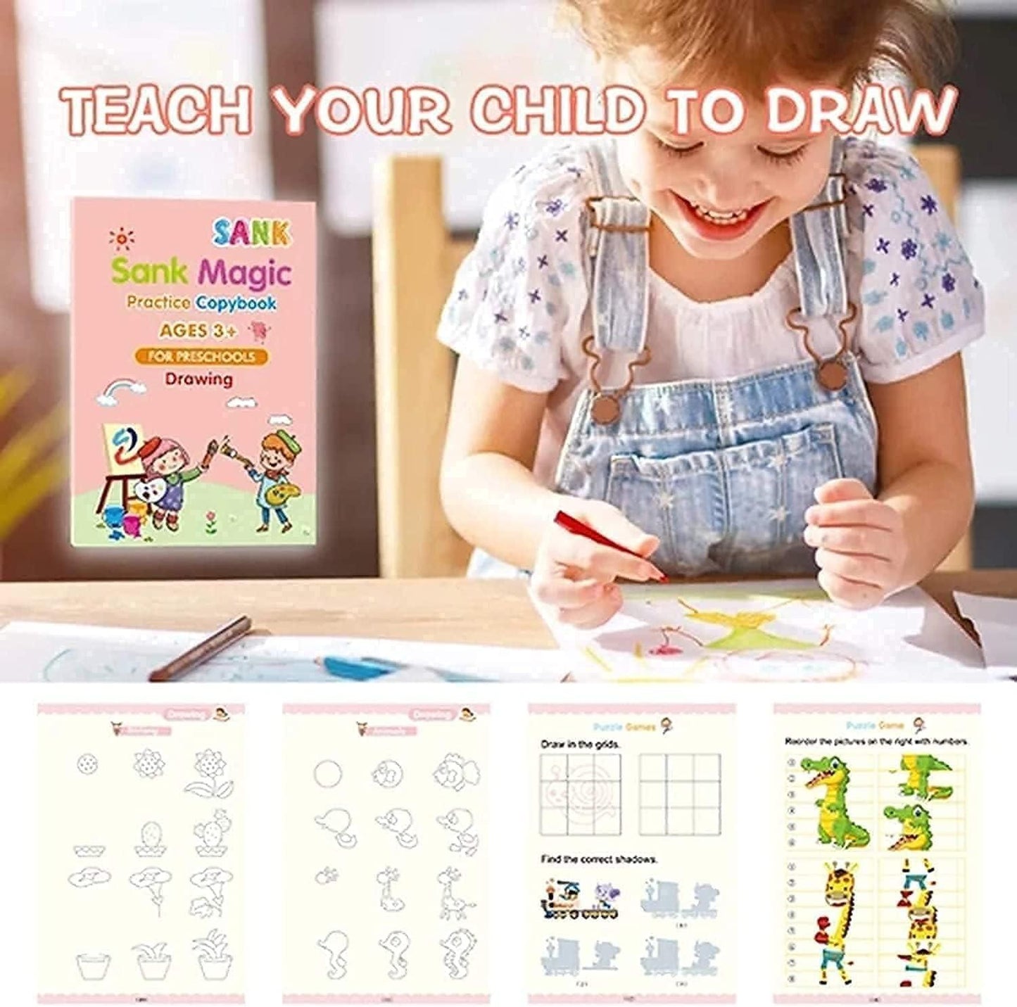 ✨ SANK Magic Practice Copybook Set – Reusable Handwriting, Drawing & Learning Books (Ages 3+)